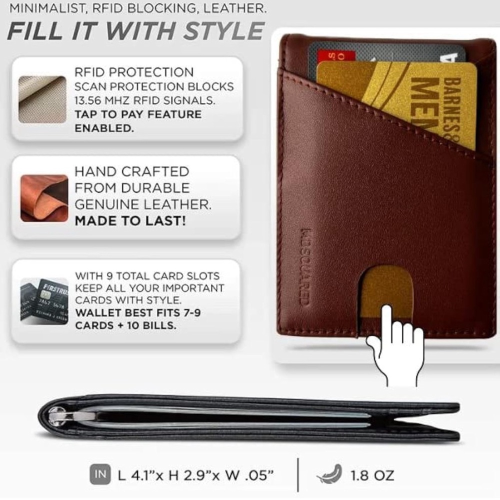 Men’s Slim Wallet With Money Clip Brown